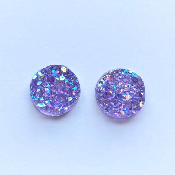 🆕💜Fabulous purple rainbow druzy earrings - Picture 4 of 6